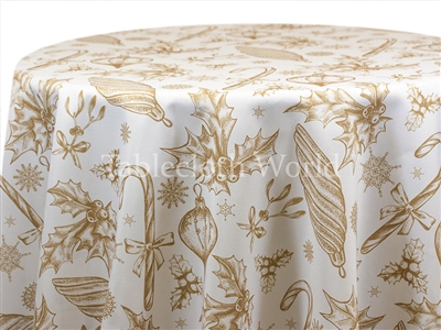 Christmas Dreams Gold Print Tablecloths