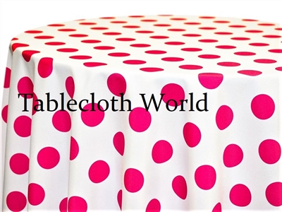 Giant Polka Fuchsia on White Tablecloths