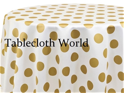 Giant Polka Gold on White Tablecloths