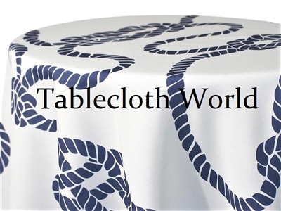 Nautical Knot Navy on White Print Tablecloths