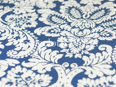Capua Damask Print Tablecloths Dark Blue