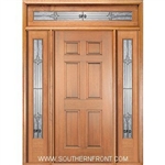 Solid 6-8 HI33 6 Panel Single, 2 Sidelights and Rectangular Transom