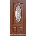 Versailles Fiberglass 1/2 lite Mahogany Single and 1 Sidelight