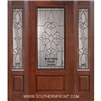 Courtlandt 3/4 Lite Cherry 1 Panel Single and 2 Sidelights