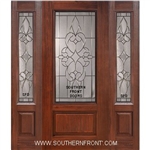 Courtlandt 3/4 Lite Cherry 1 Panel Single and 2 Sidelights