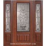 Courtlandt 3/4 Lite Cherry V Grooved Single and 2 Sidelights