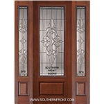 Courtlandt 8-0 3/4 Lite Cherry 1 Panel Single and 2 Sidelights