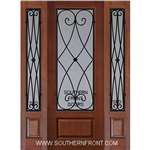 Charleston 8-0 3/4 Lite FG WI Cherry 1 Panel Single and 2 Sidelights