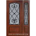 Charleston 6-8 Arch Lite FG WI Cherry 1 Panel Single and 1 Sidelight