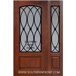 La Salle 6-8 Arch Lite FG WI Cherry 1 Panel Single and 1 Sidelight
