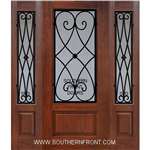 Charleston 6-8 3/4 Lite FG WI Cherry 1 Panel Single and 2 Sidelights