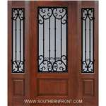 Valencia 6-8 3/4 Lite FG WI Cherry 1 Panel Single and 2 Sidelights