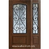 St Charles Arch Lite Cherry 1 Panel Single and 1 Sidelight