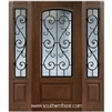 St Charles Arch Lite Cherry 1 Panel Single and 2 Sidelights