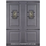 8-0 2 Panel Therma Plus Steel Door with Speakeasy and Straps Double