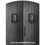 Plank Arch Top Double Door with Speakeasy