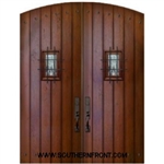 Plank Arch Top Double Door with Speakeasy and Clavos