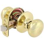 Olympus Knob Lockset PVD Lifetime Bright Brass Entrance