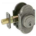 Sandcast Deadbolt Single Cylinder Aged Pewter Curved