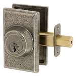 Sandcast Deadbolt Single Cylinder Aged Pewter Square