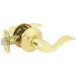 Queen Lever Lockset Bright Brass Passage