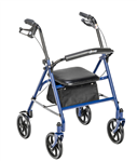 Drive Rollator Steel 4 Wheel with Fold Up Removable Back, 7.5" Casters