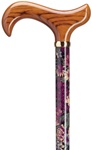 Ladies Lavender Lace Print On Maple Wood Shaft with Scorched Derby Solid Wood Handle With Brass Band