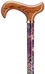 Ladies Lavender Lace Print On Maple Wood Shaft with Scorched Derby Solid Wood Handle With Brass Band