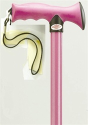 Ladies adjustable cane with rubber ergonomic contoured grip provides superior comfort with a modern sleek style handle.