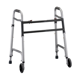 Nova Petite Folding Walker with 5 inch Wheels Single Button Release