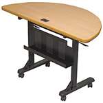 APPROVED VENDOR, Table Mobile Flip Top 1/2 Round Teak