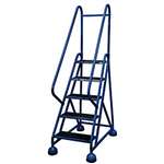 APPROVED VENDOR, F2132 Rolling Ladder 5 Step Blue w/Handrails