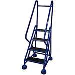 APPROVED VENDOR, F2130 Rolling Ladder 4 Step Blue w/Handrails