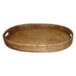 Oval Rattan Tray 26inx19in.x3in.
