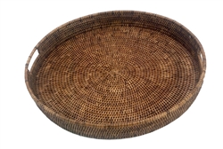 Large Round Rattan Tray