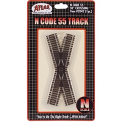 Atlas 2042 N Code 55 Track w/Nickel-Silver Rail & Brown Ties 30-Degree Crossing
