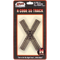 Atlas 2044 N Code 55 Track w/Nickel-Silver Rail & Brown Ties 60-Degree Crossing