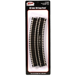 Atlas 831 HO Code 100 Curved Snap-Track Nickel-Silver Rail 15" Radius Ties Pkg 6