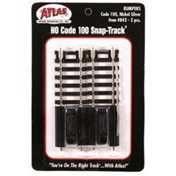 Atlas 843 HO Bumper Code 100 Nickel-Silver Rail Black Ties