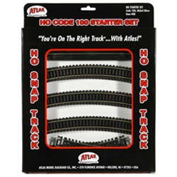 Atlas 88 HO Snap Track Code 100 Starter Set Nickel-Silver Rail Black Ties