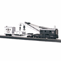 Bachmann 16102 HO 250-Ton Crane Car & Boom Tender Silver Series Atchison Topeka & Santa Fe Black Silver