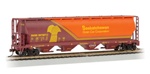 Bachmann 19153 N Canadian Cylindrical 4-Bay Grain Hopper Series Saskatchewan Grain Car Corp. Brown