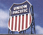 Blair Line 1509 Laser-Cut Wood Billboards Small for Z N & HO Union Pacific Shield Herald 1-1/2" Wide x 2" Tall