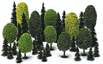 Busch 6490 Mixed Forest Trees Pkg 35 10 Deciduous 25 Pine