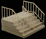 GCLaser 11604 HO The Cube Modular System Laser-Cut Architectural Card Double-Wide Stairs w/Railings Pkg 2