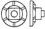 Grandt Line 44 O Square Nut-Washer 2-1/8" Nut 5" Ribbed Washer