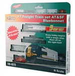 Kato 106-6273 N Diesel Freight Train-Only Set DC Santa Fe EMD F7 Bluebonnet