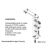 Micro Trains 001 02 008 Body Mount Couplers 2 Pairs w/Very Long Extension for Mounting on 89' Piggyback