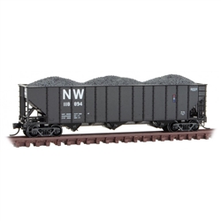 Micro-Trains 108 00 421 N 100-Ton 3-Bay Ribside Open Hopper with Coal Load Norfolk & Western 118894