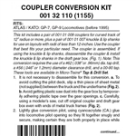 Micro Trains 001 32 110 Locomotive Coupler Conversion Kits w/Pilot Face Atlas GP7 or GP9